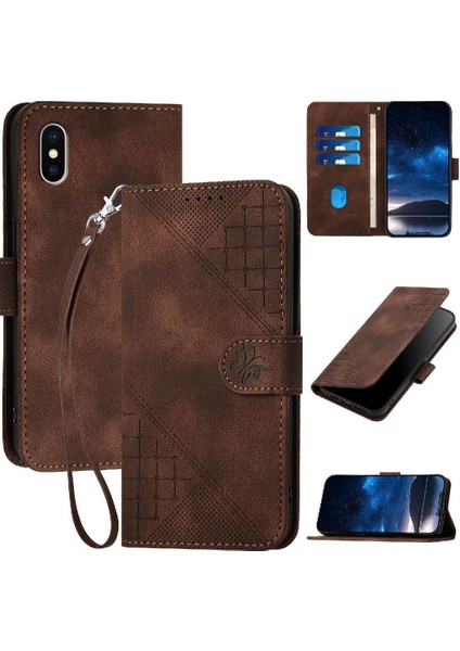 IPhone X/xs ve Kredi Kartı Yuvası Kabartmalı Kelebek Yüksek Flip Case (Yurt Dışından)