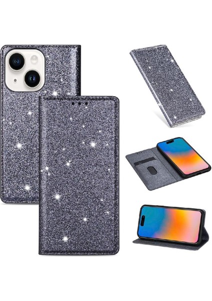 IPhone 15 Için Glitter Flip Case Artı Kart Tutucu Flip Case Cüzdan Pu (Yurt Dışından)