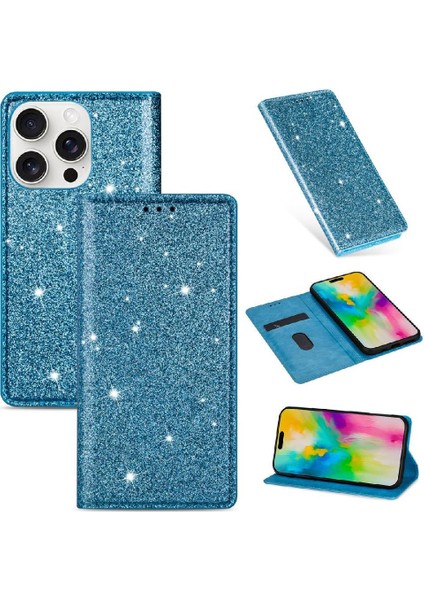 IPhone 16 Pro Max Manyetik Kapatma Flip Case Cüzdan Için Glitter Flip Case (Yurt Dışından)