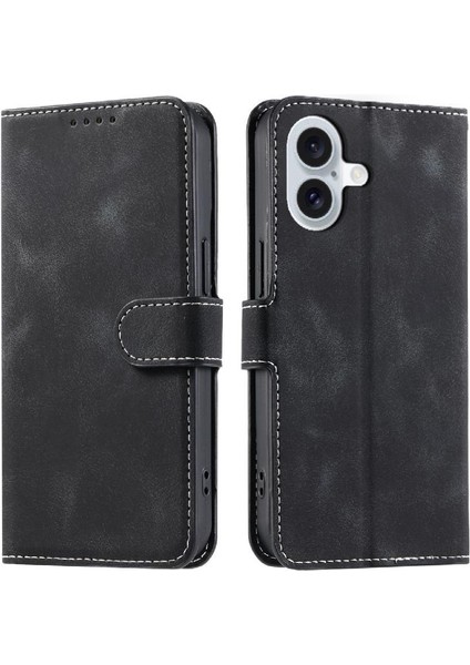 IPhone 16 Için Flip Case Bilek Kayışı Kickstand Cüzdan Kart Yuvaları Pu Deri (Yurt Dışından) indirimleri