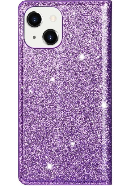 IPhone 14 Için Glitter Flip Case Pu Deri Kart Tutucu Manyetik Kapatma (Yurt Dışından)