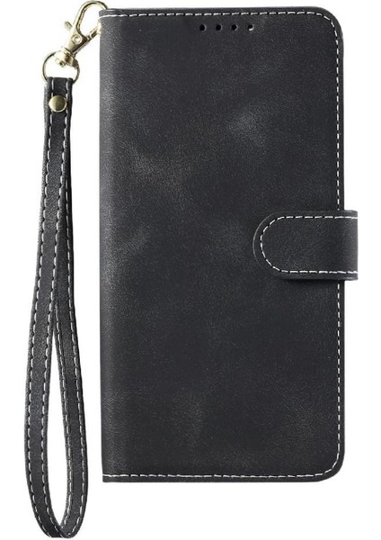 IPhone 13 Için Flip Case Pro Kickstand Pu Deri Bilek Kayışı Cüzdan Kartı (Yurt Dışından)