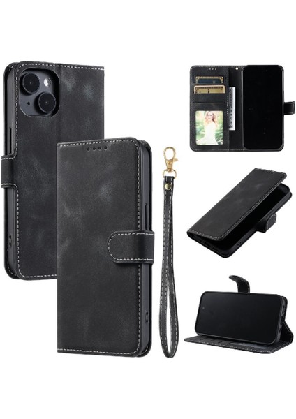 IPhone 13 Için Flip Case Bilek Kayışı Cüzdan Kart Yuvaları Kickstand Pu Deri (Yurt Dışından) indirimleri