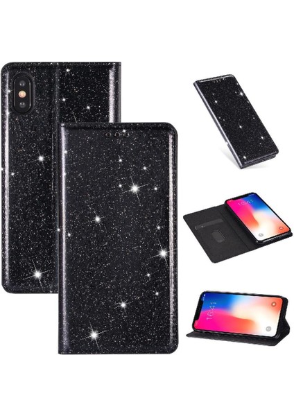 IPhone Xr Manyetik Kapatma Flip Case Cüzdan Pu Kart Için Glitter Flip Case (Yurt Dışından)