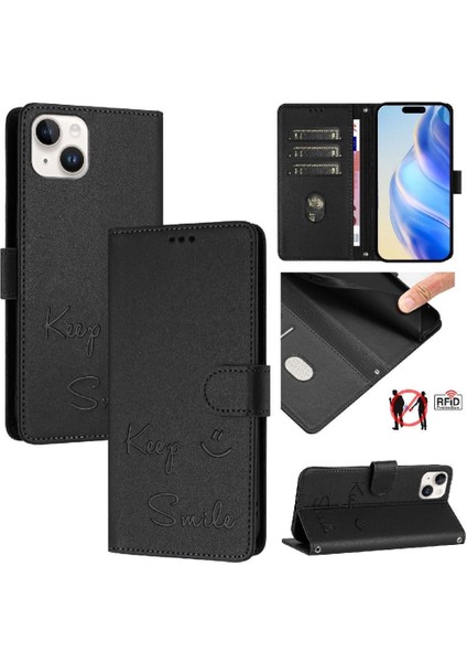 IPhone 15 Için Kılıf Artı Kapak Kapak Rfıd Engelleme Pu Deri Kart Tutucu (Yurt Dışından)
