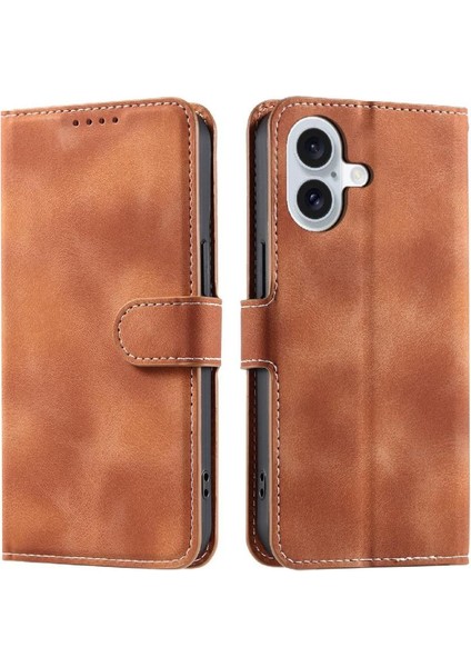IPhone 16 Için Flip Case Artı Pu Deri Manyetik Cüzdan Kart Yuvaları Bilek (Yurt Dışından)