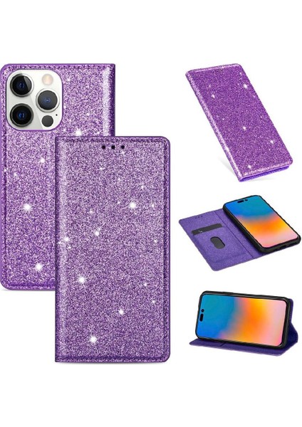 IPhone 14 Için Glitter Flip Case Pro Max Flip Case Cüzdan Pu Deri Kart (Yurt Dışından)