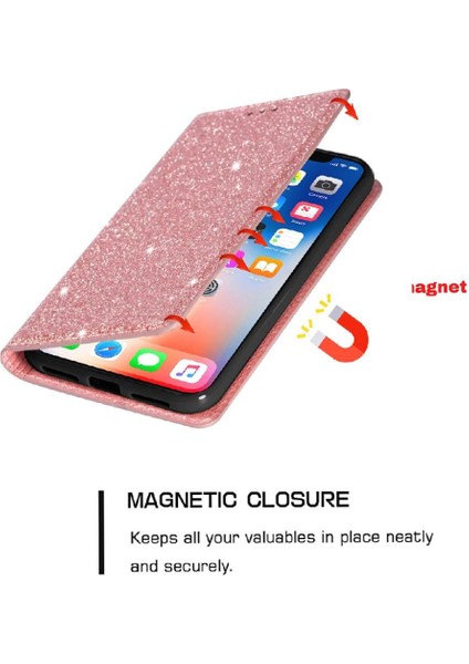 IPhone 15 Için Glitter Flip Case Artı Kart Tutucu Flip Case Cüzdan Pu (Yurt Dışından)
