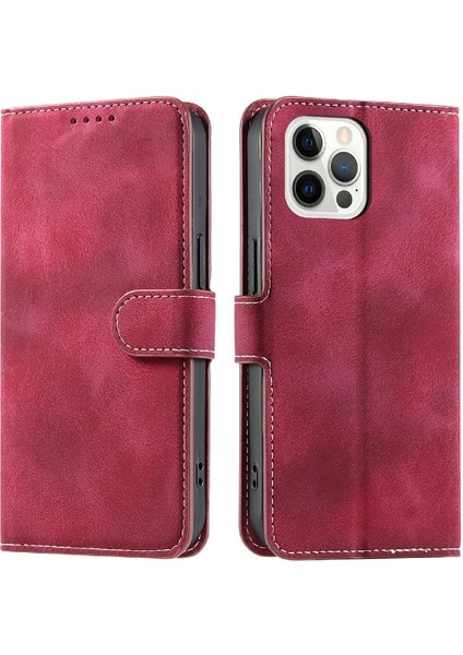 IPhone 12 Için Flip Case Pro Cüzdan Kart Yuvaları Pu Deri Bilek Kayışı (Yurt Dışından)