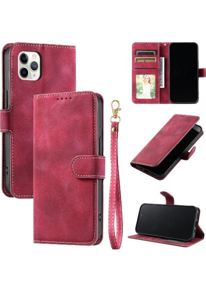 IPhone 11 Için Flip Case Pro Manyetik Bilek Kayışı Kickstand Pu Deri Kart (Yurt Dışından)