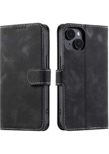 IPhone 14 Için Flip Case Artı Bilek Kayışı Manyetik Cüzdan Kart Yuvaları Pu (Yurt Dışından)