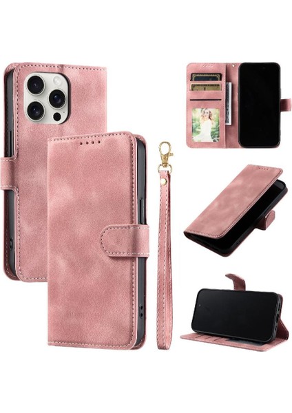 IPhone 15 Için Flip Case Pro Max Pu Deri Kickstand Manyetik Cüzdan Kart (Yurt Dışından)