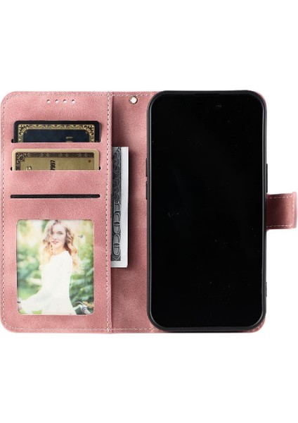 IPhone 15 Için Flip Case Pro Max Pu Deri Kickstand Manyetik Cüzdan Kart (Yurt Dışından)