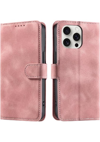 IPhone 15 Için Flip Case Pro Max Pu Deri Kickstand Manyetik Cüzdan Kart (Yurt Dışından)