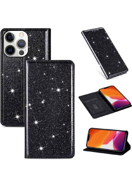 IPhone 13 Için Glitter Flip Case Pro Max Flip Case Cüzdan Pu Deri Kart (Yurt Dışından)