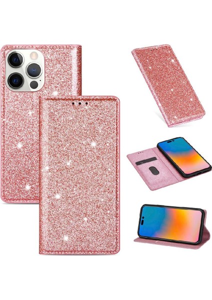 IPhone 14 Için Glitter Flip Case Pro Max Flip Case Cüzdan Pu Deri Kart (Yurt Dışından)