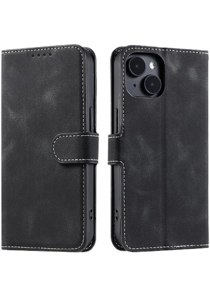 IPhone 15 Için Flip Case Artı Cüzdan Kart Yuvaları Kickstand Bilek Kayışı Pu (Yurt Dışından)