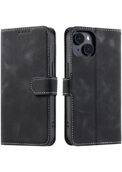 IPhone 14 Için Flip Case Bilek Kayışı Pu Deri Cüzdan Kart Yuvaları Kickstand (Yurt Dışından)