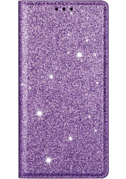 IPhone 12 Kart Tutucu Manyetik Kapatma Pu Deri Için Glitter Flip Case (Yurt Dışından)