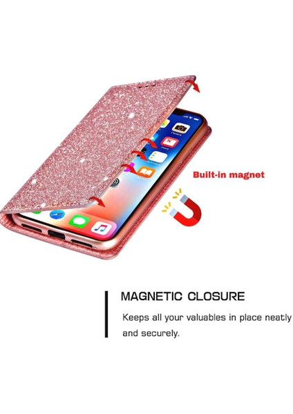 IPhone 12 Için Glitter Flip Case Pro Manyetik Kapatma Flip Case Cüzdan Pu (Yurt Dışından) fırsatları