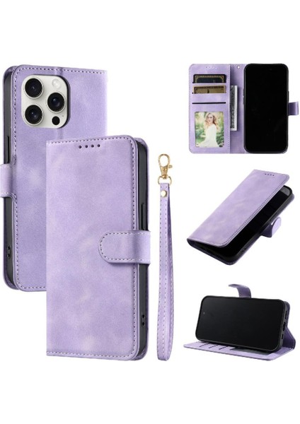 IPhone 13 Için Flip Case Pro Max Cüzdan Kart Yuvaları Manyetik Pu Deri (Yurt Dışından)