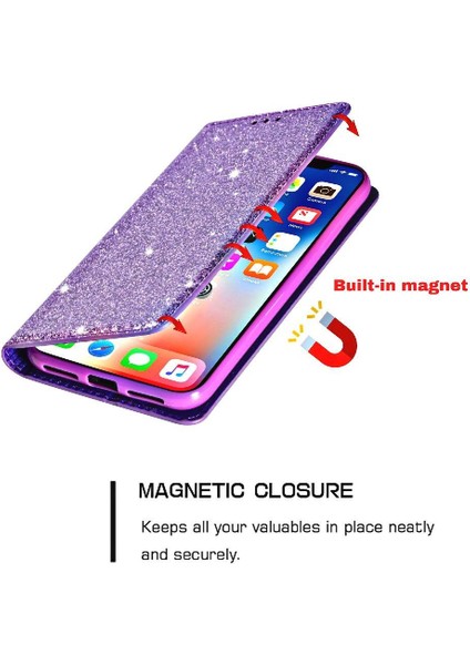 Glitter Flip Case IPhone 11 Pro Max Flip Case Cüzdan Kart Tutucu Pu (Yurt Dışından)