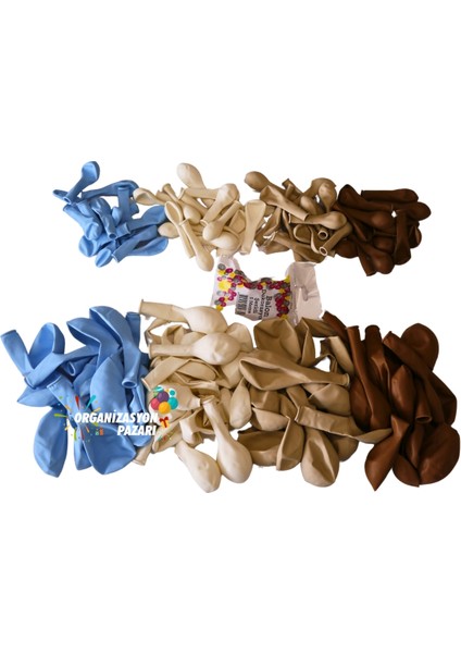 Balon Seti Deniz Kumu-Beyaz-Karamel-Makaron Mavi 60 Lı Balon Zinciri Seti modelleri