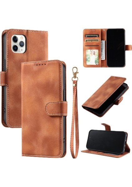 IPhone 11 Için Flip Case Pro Manyetik Bilek Kayışı Kickstand Pu Deri Kart (Yurt Dışından) fırsatları