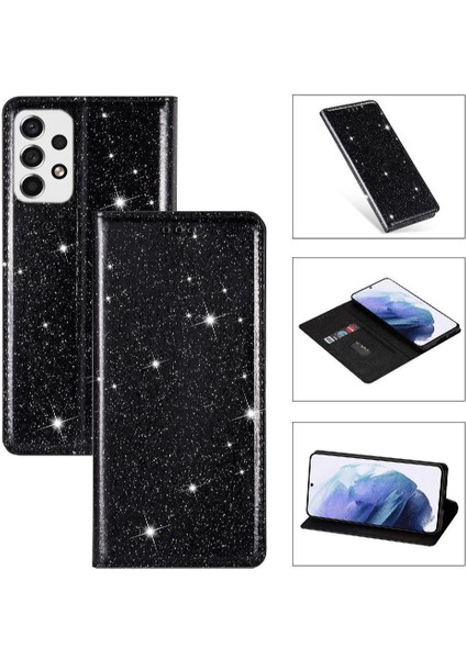 Samsung Galaxy A33 5g Manyetik Kapatma Pu Deri Için Glitter Flip Case (Yurt Dışından)