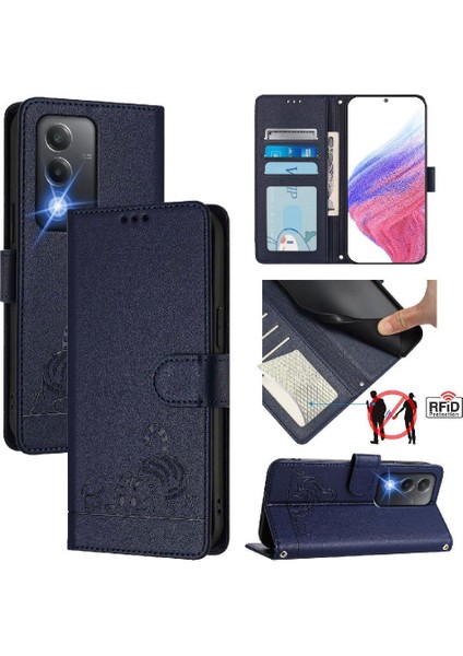 Oppo A3 Pro 5g Için Kılıf Cüzdan Kapak Çevirin Kart Yuvası Tutucu Kickstand Kedi (Yurt Dışından)