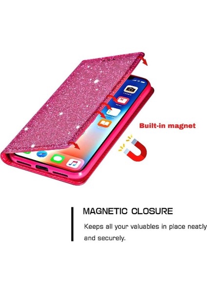 Mays Boutique Samsung Galaxy S21 Fe 5g Için Glitter Flip Case Pu Deri Flip Case Kartı (Yurt Dışından)