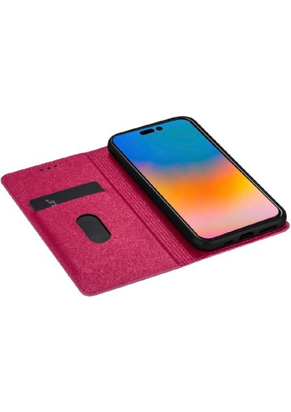 IPhone 14 Için Glitter Flip Case Pro Manyetik Kapatma Pu Deri Kart Çevirme (Yurt Dışından)