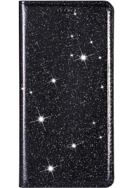 IPhone 14 Artı Pu Deri Manyetik Kapatma Kartı Için Glitter Flip Case (Yurt Dışından)