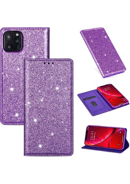IPhone 12 Için Glitter Flip Case Pro Max Kart Tutucu Pu Deri Manyetik (Yurt Dışından)