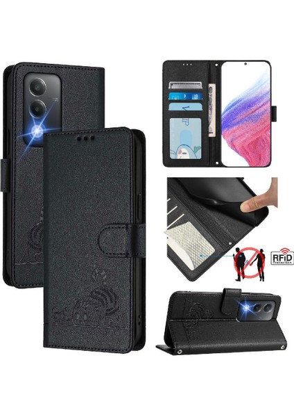 Oppo A80 5g Kedi Için Kılıf Rfıd Cüzdan Kapak Çevirin Kart Yuvası Tutucu Kickstand (Yurt Dışından) indirimleri