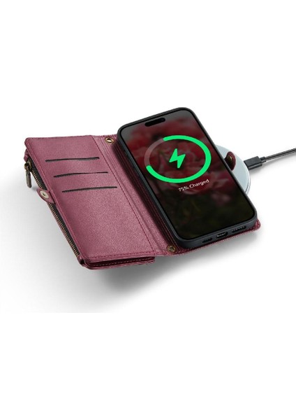 IPhone 16 Için Crossbody Durumda Pro Max Rfıd Engelleme Durumda Cüzdan Kart Tutucu (Yurt Dışından)
