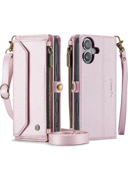 IPhone 16 Için Crossbody Durumda Fermuar Faturaları Yuvası Rfıd Engelleme Cüzdan Kılıf (Yurt Dışından) modelleri