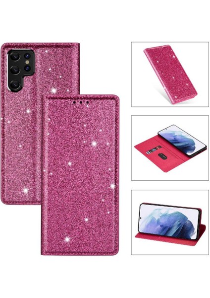 Samsung Galaxy S22 Ultra 5g Için Glitter Flip Case Pu Deri Flip Case (Yurt Dışından)