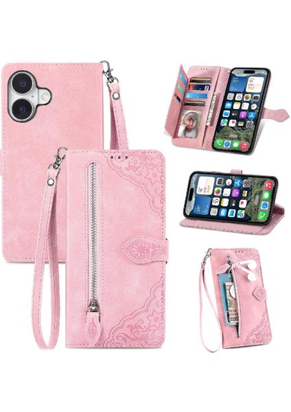 IPhone 16 Için Flip Case Fermuar Tarzı Çoklu Kart Yuvası Çok Renkli (Yurt Dışından)