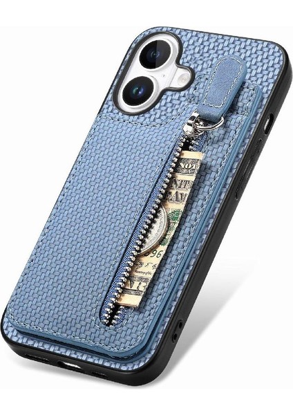 IPhone 16 Için Kılıf Artı Cüzdan Manyetik Araç Montaj Fermuar Crad Yuvası Standı (Yurt Dışından)