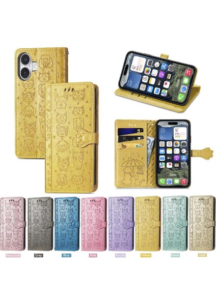 IPhone 16 Için Kılıf Artı Kapak Kapak Kılıf Karikatür Hayvanlar Kısa (Yurt Dışından)