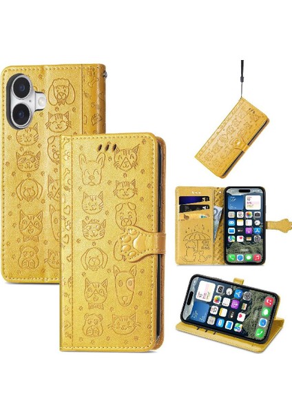 IPhone 16 Için Kılıf Artı Kapak Kapak Kılıf Karikatür Hayvanlar Kısa (Yurt Dışından)