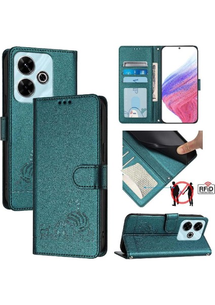 Xiaomi Redmi Için Kılıf 13 4g Kedi Rfıd Kart Yuvası Tutucu Kickstand Cüzdan (Yurt Dışından) indirimleri