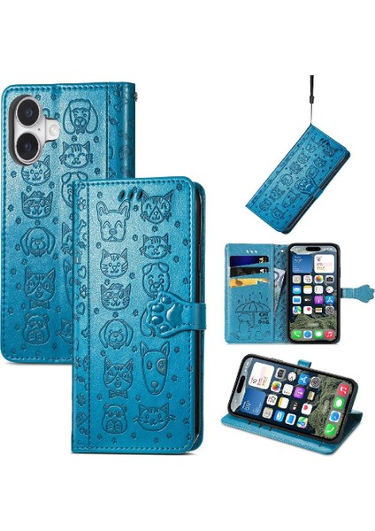IPhone 16 Için Kılıf Artı Kapak Kapak Kılıf Karikatür Hayvanlar Kısa (Yurt Dışından)
