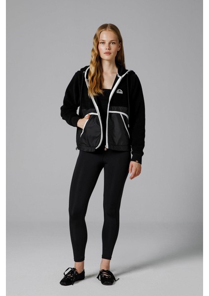 Fermuarlı Kapüşonlu Kadın Sweat EF188-BK fırsatları