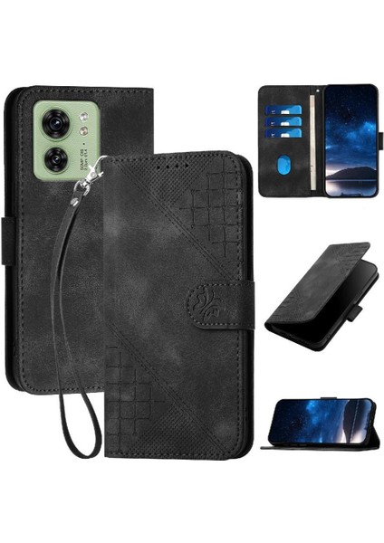 Motorola Kenar 40 Için Flip Case Ayrılabilir El Kayışı ile Kabartmalı Yüksek (Yurt Dışından)