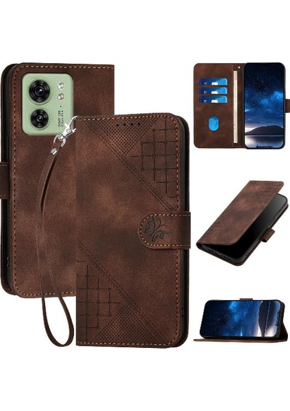 Motorola Kenar 40 Için Flip Case Ayrılabilir El Kayışı ile Kabartmalı Yüksek (Yurt Dışından)