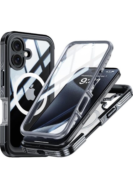 IPhone 16 Plus 360 Için Manyetik Kılıf Her Şey Dahil Askeri Damla ve Çarpışma (Yurt Dışından)
