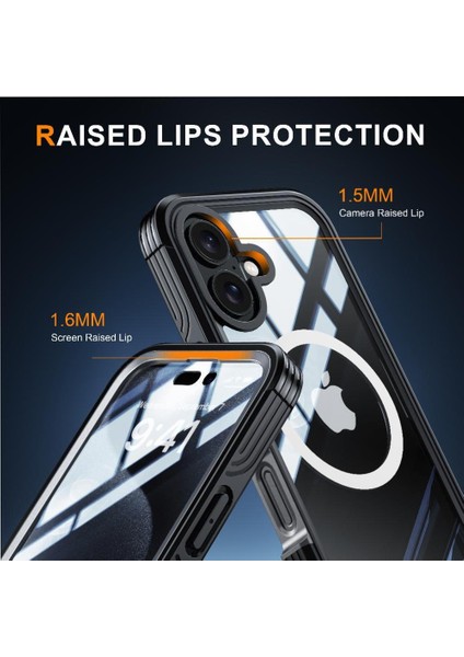 IPhone 16 Plus 360 Için Manyetik Kılıf Her Şey Dahil Askeri Damla ve Çarpışma (Yurt Dışından)