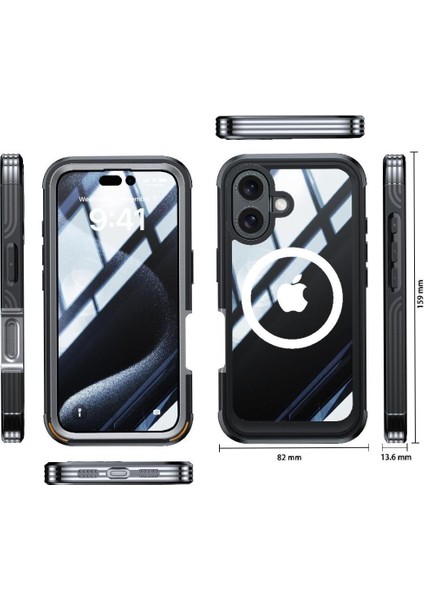 IPhone 16 Plus 360 Için Manyetik Kılıf Her Şey Dahil Askeri Damla ve Çarpışma (Yurt Dışından)